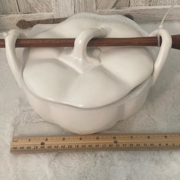 LAST ONE—Rae Dunn Harvest Pumpkin Serving Dish/Bowl with Spoon - Picture 6 of 7